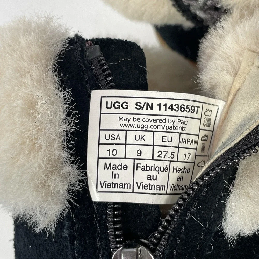 UGG Dreamee Toddler Boots Size 10 Black Suede Faux‎ Fur Zip Winter Booties